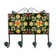 Green Floral Ceramic Tiles Hooks-470 (Set Of Ine Piece)